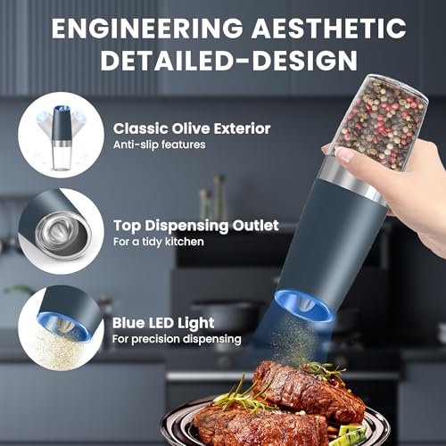Battery Operated Gravity Salt And Pepper Grinder Set (2 Count)