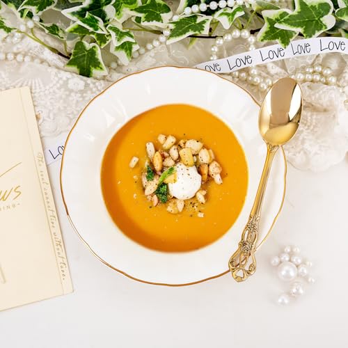 150PCS Gold Plastic Spoons 8.1inch Vintage Soup Spoons for Wedding (150 Count)