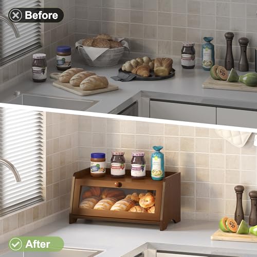 Double Layer Bread Box for Kitchen Countertop