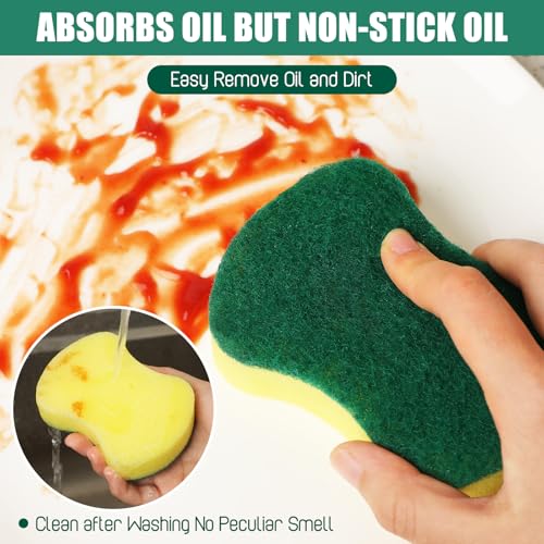 60 Pcs Individually Wrapped Sponges Kitchen Bulk Non Scratch Scouring Sponges for Dishes Household Cleaning Travel Apartments Hotel Car (60 Count)