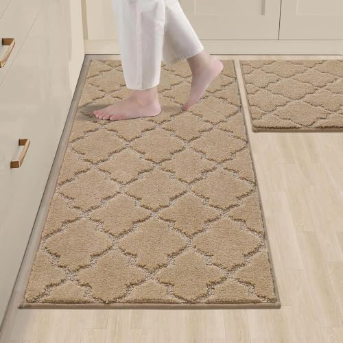Soft Kitchen Rugs Set of 2 Non Slip 20"x30"+20"x48" (2 Count)