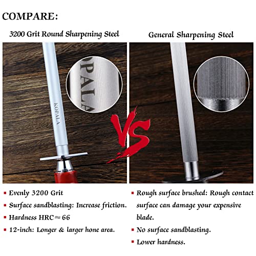 Sharpening Steel Knife Sharpener Rod Round 12 IN Honing Steel for Knife