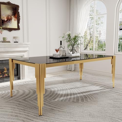 78'' Modern Glass Dining Table for 6