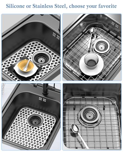 2 Pack Silicone Sink Protector Mat for Kitchen Sink Rear Drian White