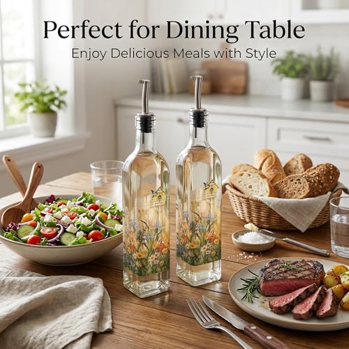17oz Glass Olive Oil & Vinegar Dispenser Set (2 Count)