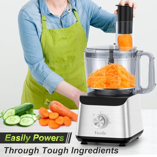 600W Electric Food Processor 10 Cup Large Bowl and 6.8oz Grinder Combo