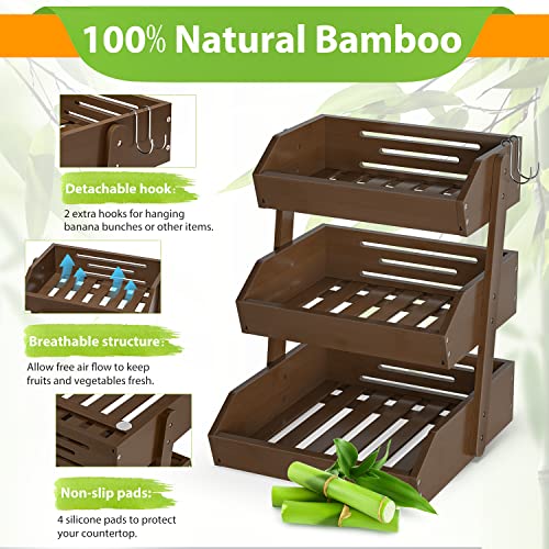 Bamboo Fruit Basket for Kitchen