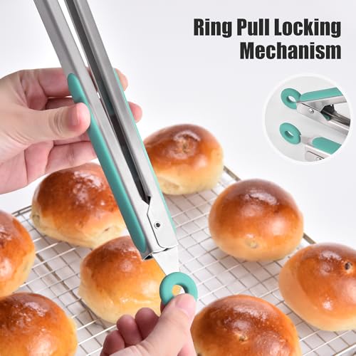 Kitchen Tongs with Silicone Tips for Cooking Serving