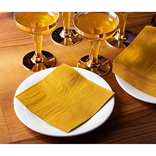 Mustard Yellow Cocktail Napkins Disposable (200 Count)