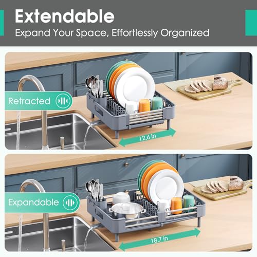 Expandable Dish Drying Rack for Kitchen Counter