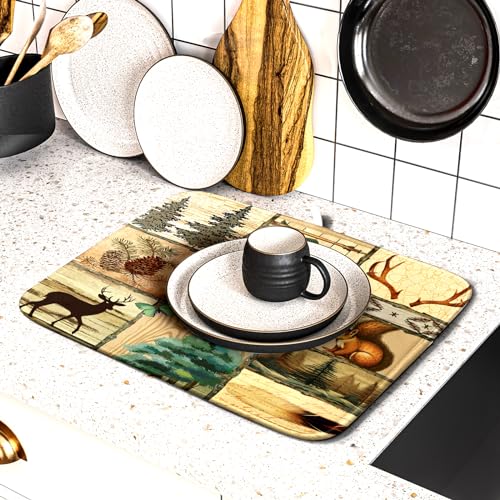 Rustic Cabin Dish Drying Mat