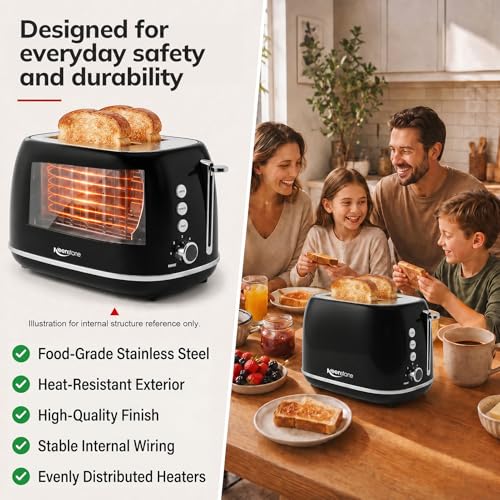 2 Slice Retro Stainless Steel Toaster with Bagel