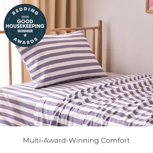 Iconic 3-PC, Ultra Soft Sheet Set (Twin, Oxford Stripe Hazy Lilac)
