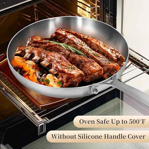 8.5 12 Inch Stainless Steel Pans Set with Lid (2 Count)