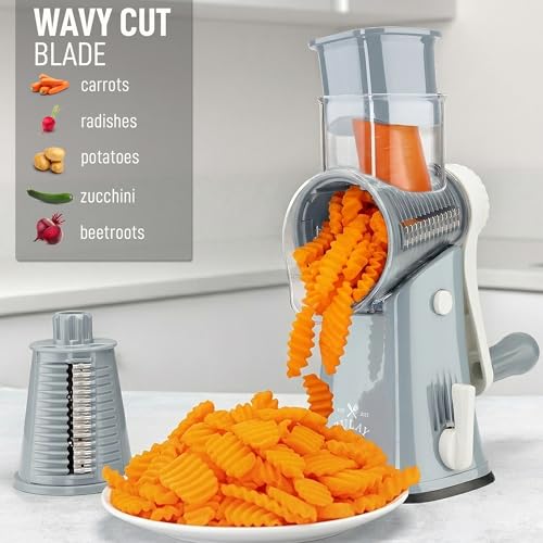 Rotary Cheese Grater Manual Hand Crank 5 Blade Shredder