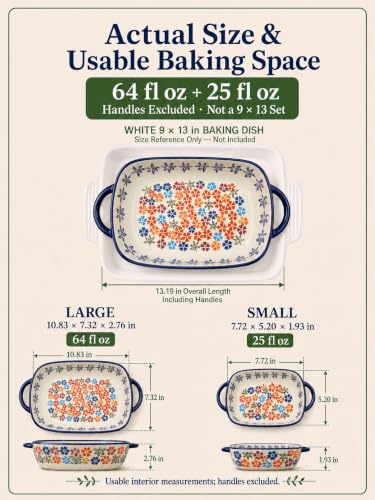 2 Piece Polish Pottery Style Ceramic Baking Dish Set (2 Count)