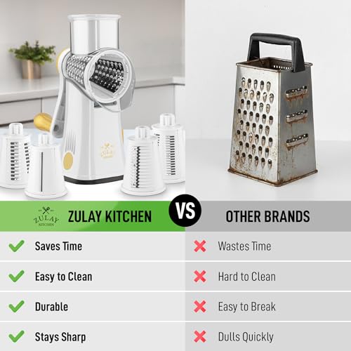Rotary Cheese Grater Manual Hand Crank 5 Blade Shredder