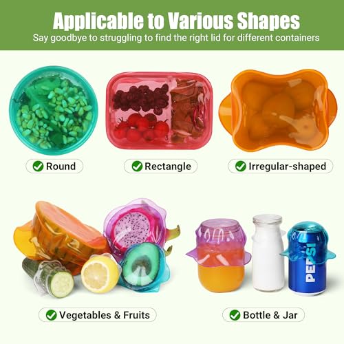 Silicone Stretch Lids for Food Storage in Fridge (12 Count)