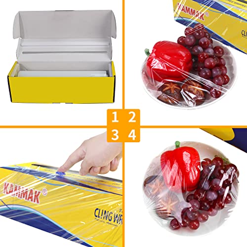 Plastic Wrap Food Cling Wrap with Slide Cutter 15 inch Restaurant Cling Film 2000 Ft Bulk Roll Refillable Food Service Cling Wrap Dispenser Quick Cut Anti