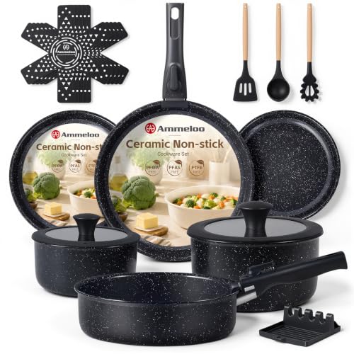 21Pcs Pots and Pans Set Non Stick with Detachable Handle Frying Pan