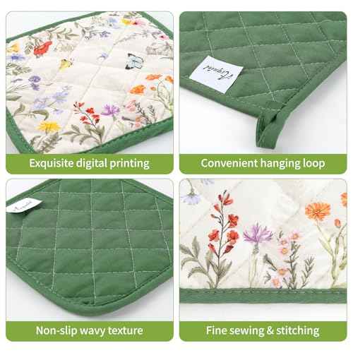 Wildflower Oven Mitts and Pot Holders Set (4 Count)