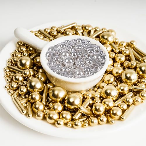 Gold and Silver Sugar Sprinkles (4.58 Ounce)