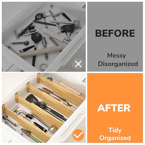 Bamboo Expandable Drawer Dividers (4 Count)