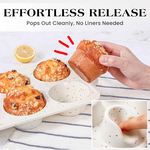 6 Cup Jumbo Muffin Pan for Baking with Metal Frame Nonstick