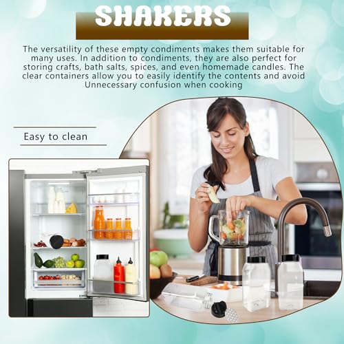 32 Pack 16 oz Plastic Spice Jars with Cap Clear Empty Square Spice Bottle with Shaker Lids Large Empty Seasoning Containers for Storing Spice Salt Seasoning (32 Count)