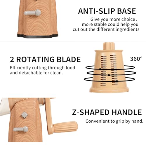 Upgrade Rotary Cheese Grater Shredder with Handle