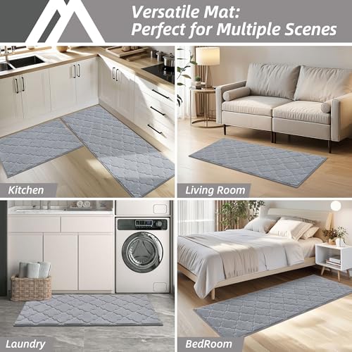 Soft Kitchen Rugs Set of 2 Non Slip 24"x35"+24"x60" (12.904 sq ft Count)