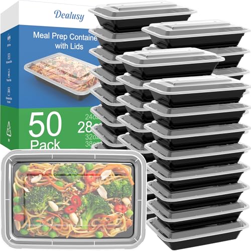 50 Pack (100-Piece) 28 oz Meal Prep Containers Reusable with Lids (50 Count)