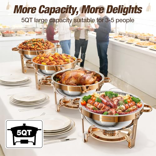 Round Chafing Dishes for Buffet 4 Pack