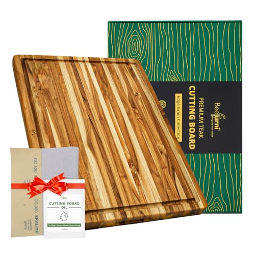 Large Teak Wood Cutting Board with Juice Groove