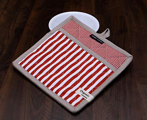 Striped Pot Holders and Oven Mitts Heat Resistant Non Slip Reusable Set of 1 Oven Mitt and 1 Pot Holder Oven Gloves Pot Holder for Cooking