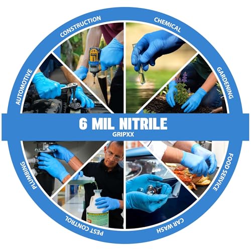 Heavy Duty 6 Mil Blue Nitrile Gloves Disposable Latex & Powder Free (1000 Count)