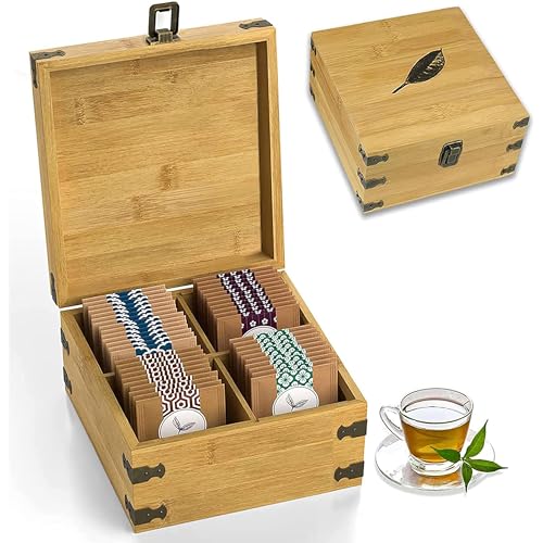 Bamboo Tea Organizer Box Chemical Free Eco