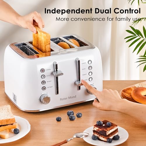 Toaster 4 Slice Retro Stainless Steel with Extra Wide Slots Bagel