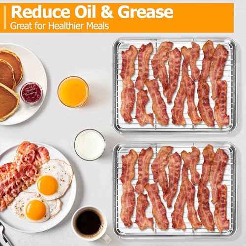 12x10 Inch Stainless Steel Quarter Sheet Pan with Cooling Rack Set (5 Count)