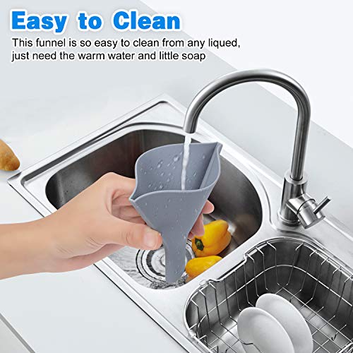 Fan Shaped Silicone Funnel for Filling Bottles Collapsible Funnel for Kitchen Use Foldable Funnels for Water Bottle Liquid Transter Food Grade for PowderFDA Gray