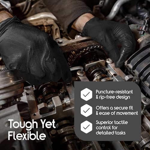 8 Mil HEAVY DUTY Stretch Nitrile Black Gloves Disposable Latex Free (1000 Count)