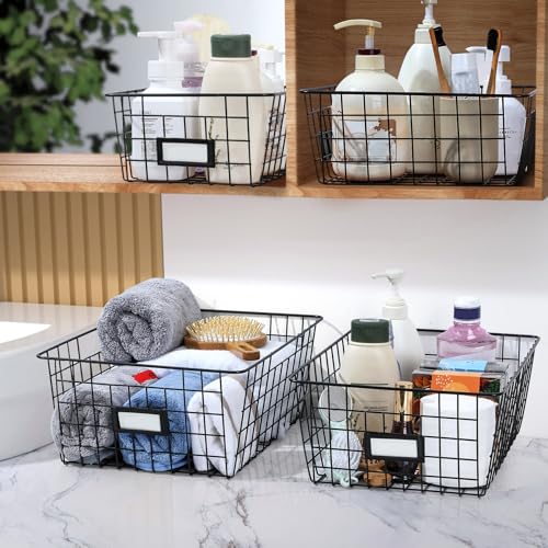 8 Set Extra Large Wire Baskets for Organizing with Lables (8 Count)