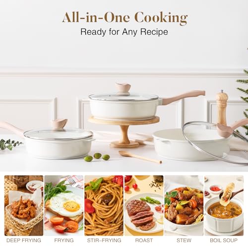 Nonstick Ceramic Deep Frying Pan Skillet with Lid