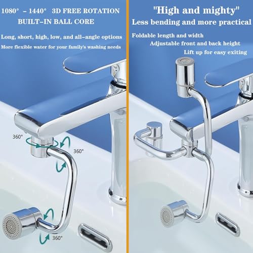 2026 Upgraded Universal Sink Faucet 1080° Rotating Faucet Extender with Upward Facial Mist