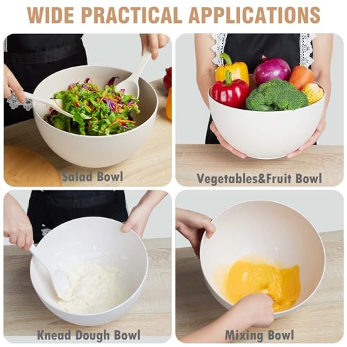 12.6" Extra Large Salad Serving Bowl Set with Wooden Lid&Utensils