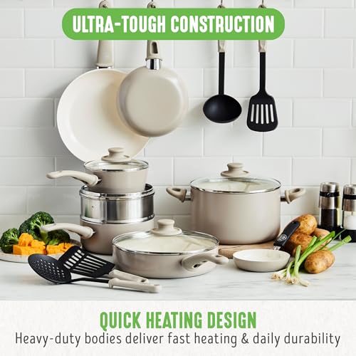 16 Piece Ceramic Nonstick Pots & Pans Cookware Set