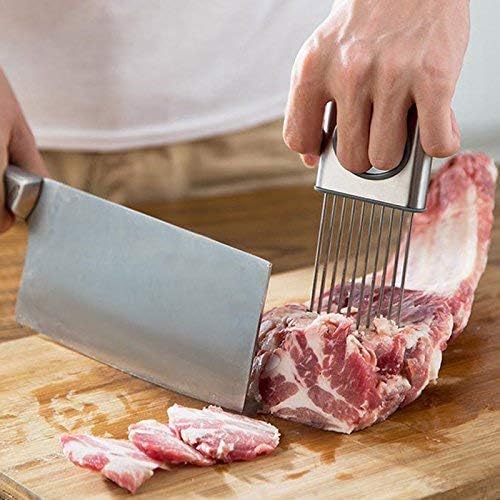 Stainless Steel Onion Cut Holder Slicer With 10 Even Prong Easy Hold Vegetable To Cut Tomato Lemon Potatoes And Loosen Meat Kitchen Tools
