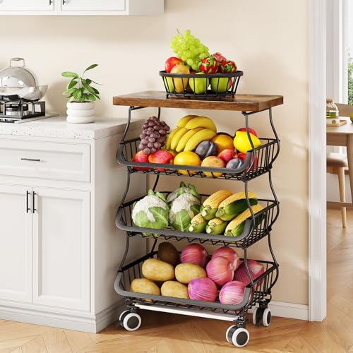 4 Tier Fruit and Vegetable Basket Stand for Kitchen