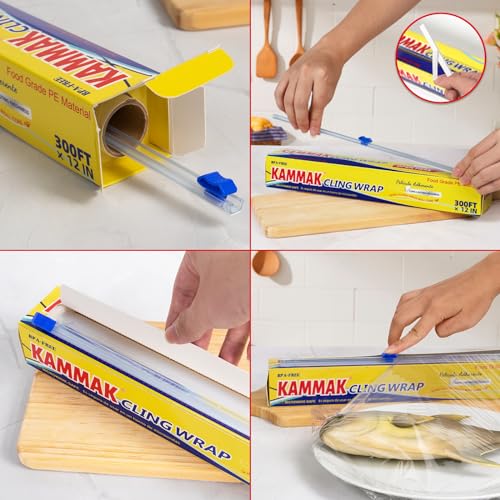 Plastic Wrap with Slide Cutter Food Cling Wrap 12 Inch Kitchen Cling Film BPA