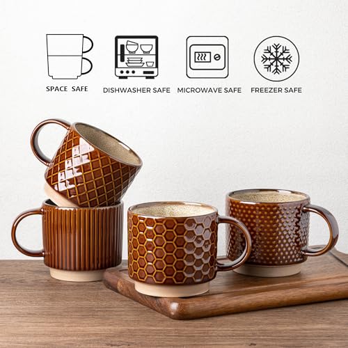 6 OZ Stackable Coffee Mugs Set of 4 (4 Count)